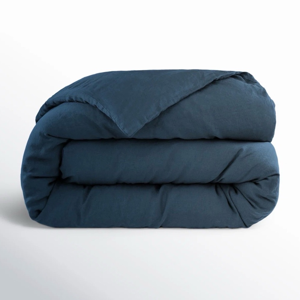 Navy blue 100% chunky European linen heavy chunky  weave duvet king size cover